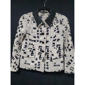 Marc Jacobs 100% Silk Woven Blazer Jacket Geometric Runway Print Size 2